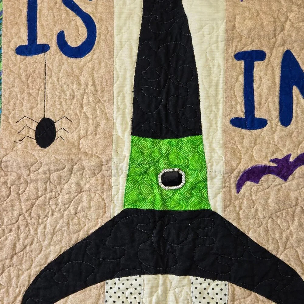 Quilted Fall/Halloween Witch Runner Colorful Patchwork Rustic Holiday Home